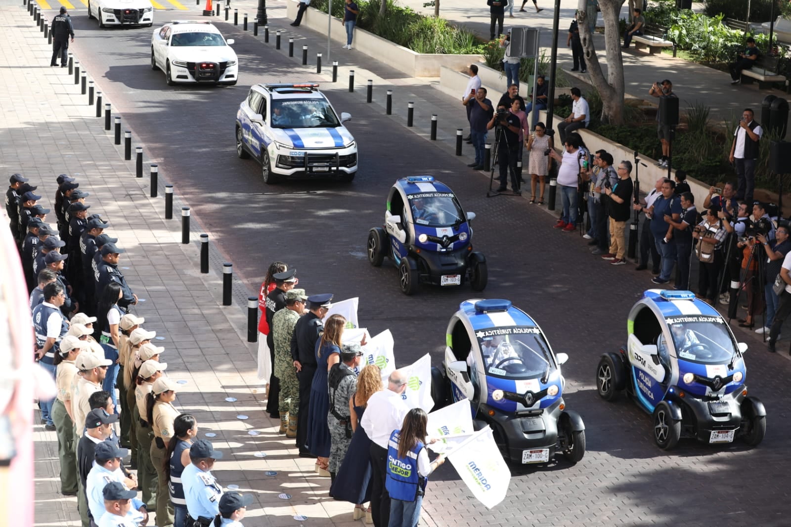 Autoridades desplegaron más de 250 elementos para reforzar la seguridad en el Centro Histórico de Mérida