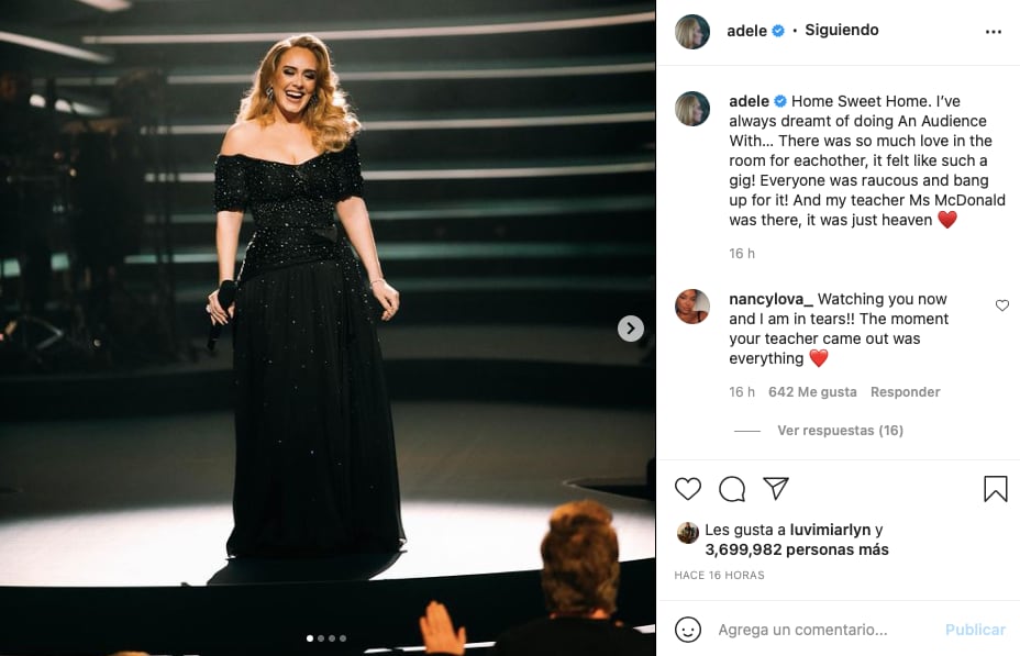 Adele durante su concierto especial ‘An Audience With…’ en ITV