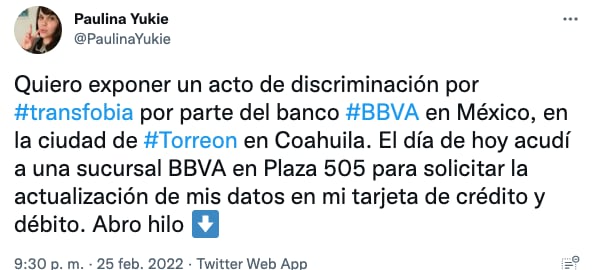 Denuncian a BBVA por transfobia