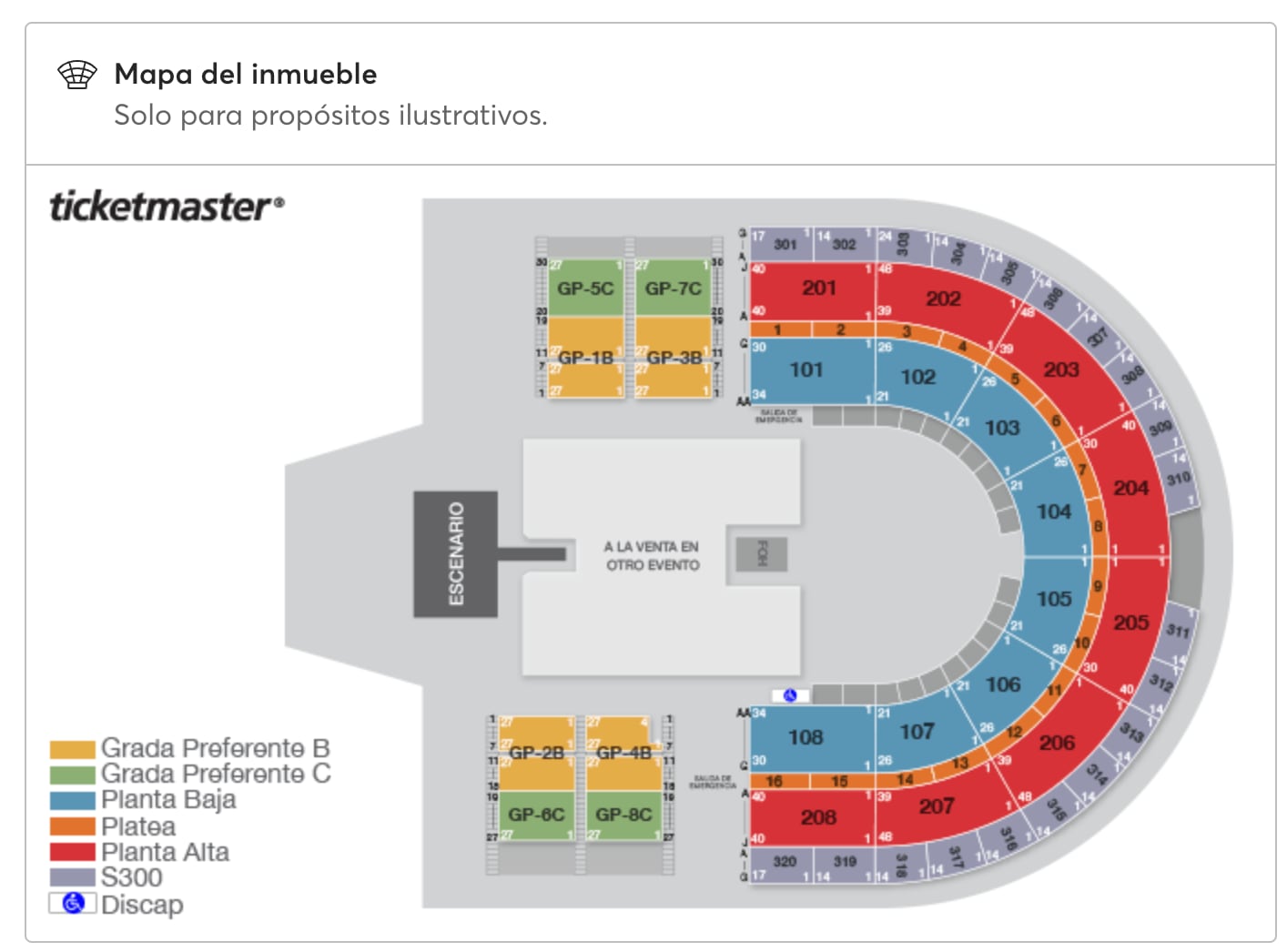 Plano de la Arena VFG para el concierto de Billie Eilish