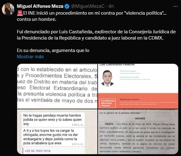 INE estaría investigando a Miguel Alfonso Meza.