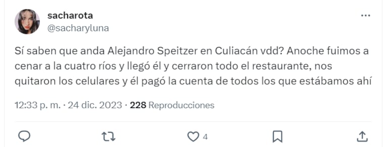 Usuaria de X balconea a Alejandro Speitzer