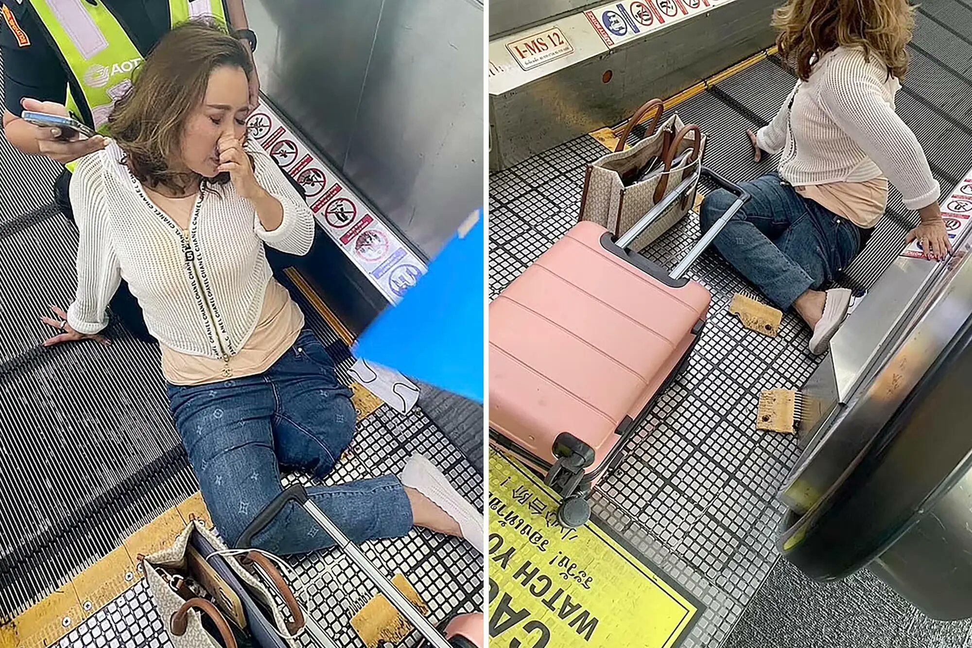 Mujer queda atrapada en escalera eléctrica del Aeropuerto de Bagnkok y le amputan su pierna