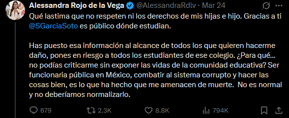 Alessandra Rojo de la Vega en X