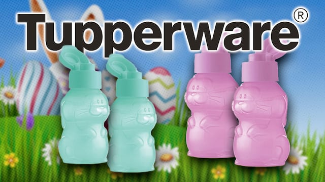 Vaso de conejo de Pascua en Tupperware