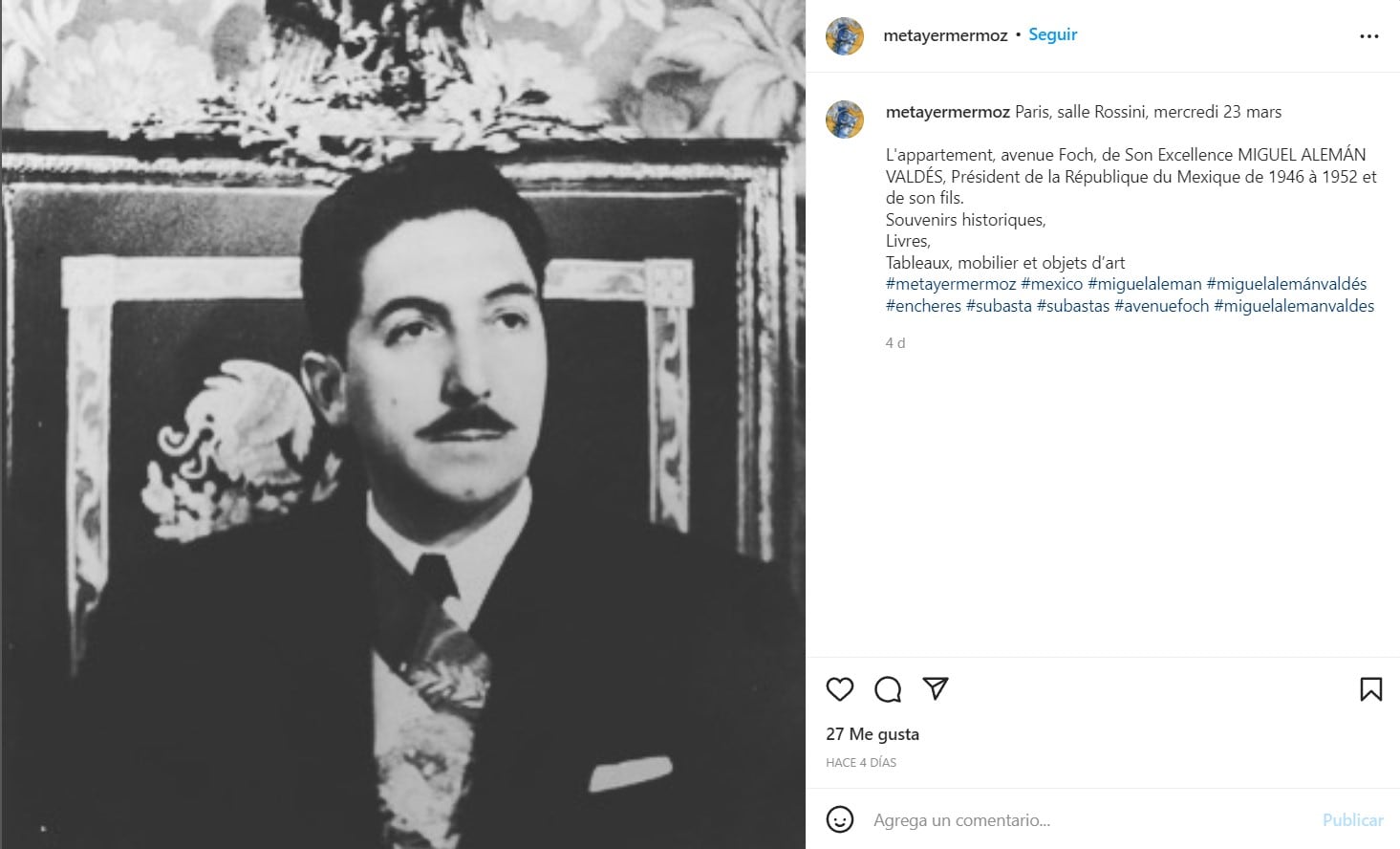 Subasta de Miguel Alemán