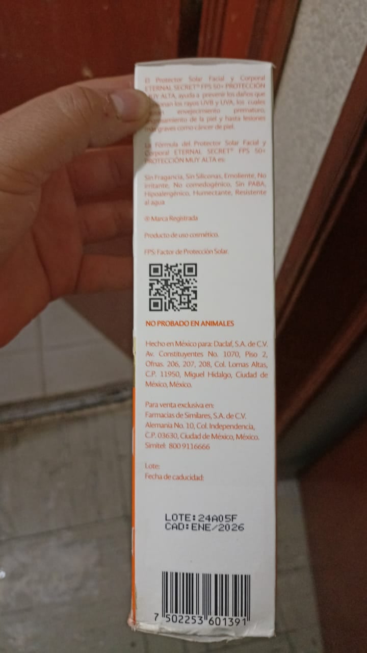 Protector solar Eternal Secret, caduca