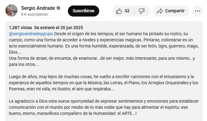 Sergio Andrade describe su nueva canción “Anda pintándose más”.