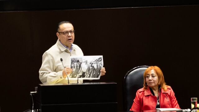 El senador Germán Martínez, durante su participación en el informe de labores de Rosario Piedra Ibarra