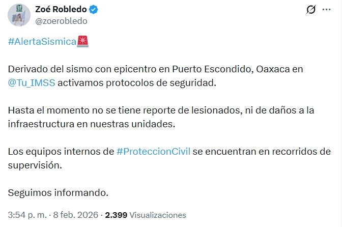 Sismo hoy Oaxaca