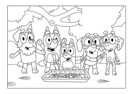Dibujos de Bluey con temática del Día del Niño para colorear