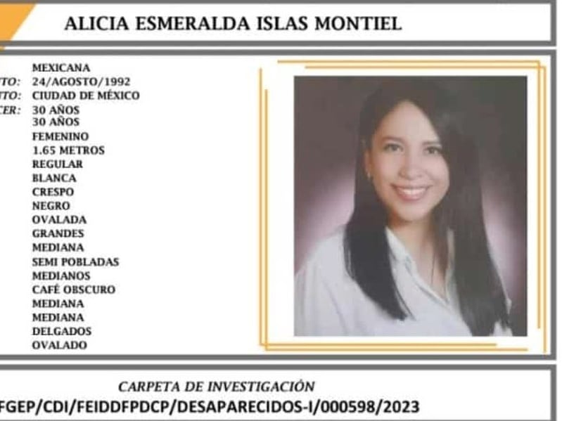 Solicitan ayuda para localizar a Alicia Esmeralda Islas Montiel, desaparecida en Puebla.