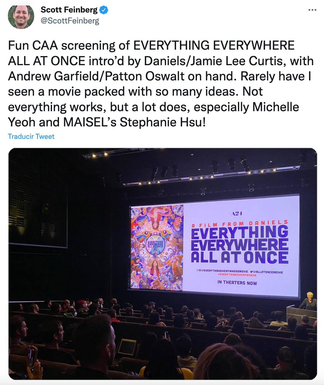 Andrew Garfield y Tobey Maguire en la proyección de ‘Everything Everywhere All at Once’