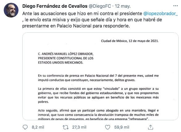 Carta de Diego Fernández de Cevallos