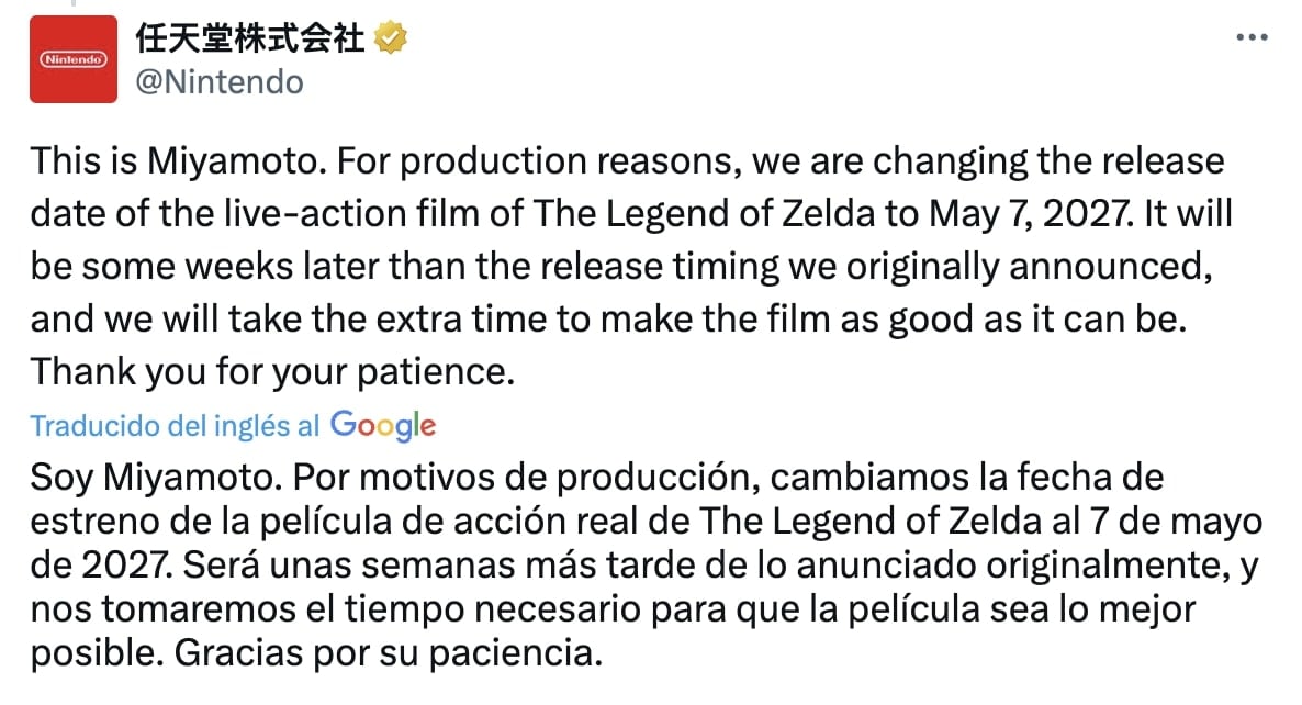 The Legend of Zelda live action se retrasa
