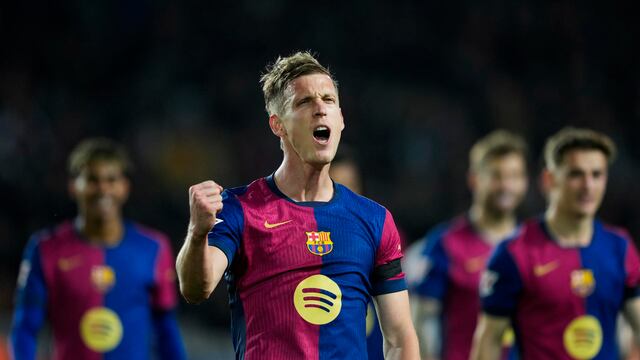 Dani Olmo celebra victoria del Barcelona vs Osasuna, partido pendiente de la Jornada 27 de LaLiga