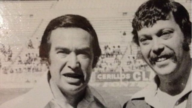 Ángel Fernández y muy joven El Perro Bermúdez, dos clásicos de la narración deportiva