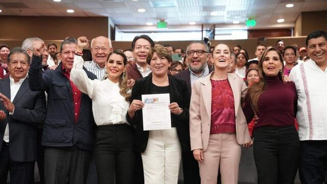 Delfina Gómez se registra como candidata al Estado de México arropada por gobernadores de Morena