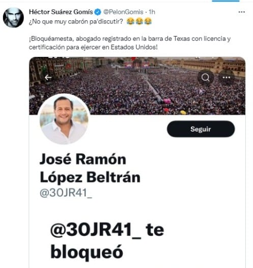 José Ramón López Beltrán y Héctor Suárez Gomís discutieron en Twitter