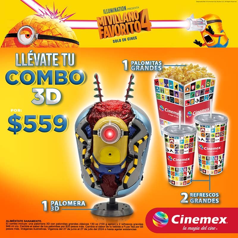 Combos de Cinemex de Mi Villano Favorito 4: Precio, fecha de venta y qué contiene cada uno de ellos