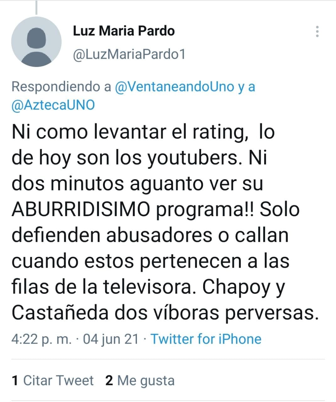 Respuesta de usuario - Twitter