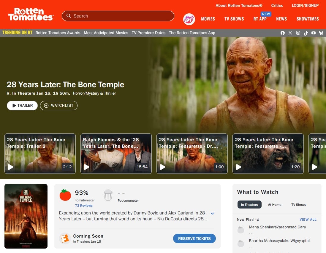 Exterminio: El Templo de los Huesos en Rotten Tomatoes