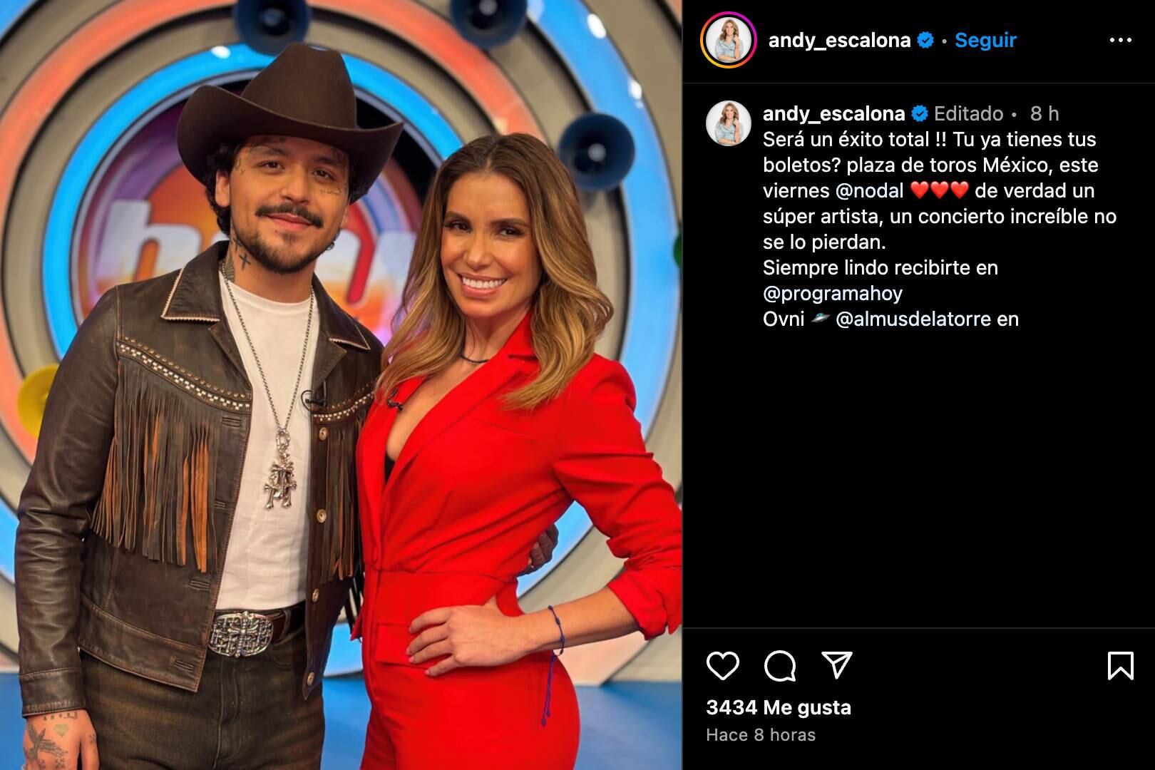 Aseguran que a Andrea Escalona le brillaron los ojos por Christian Nodal