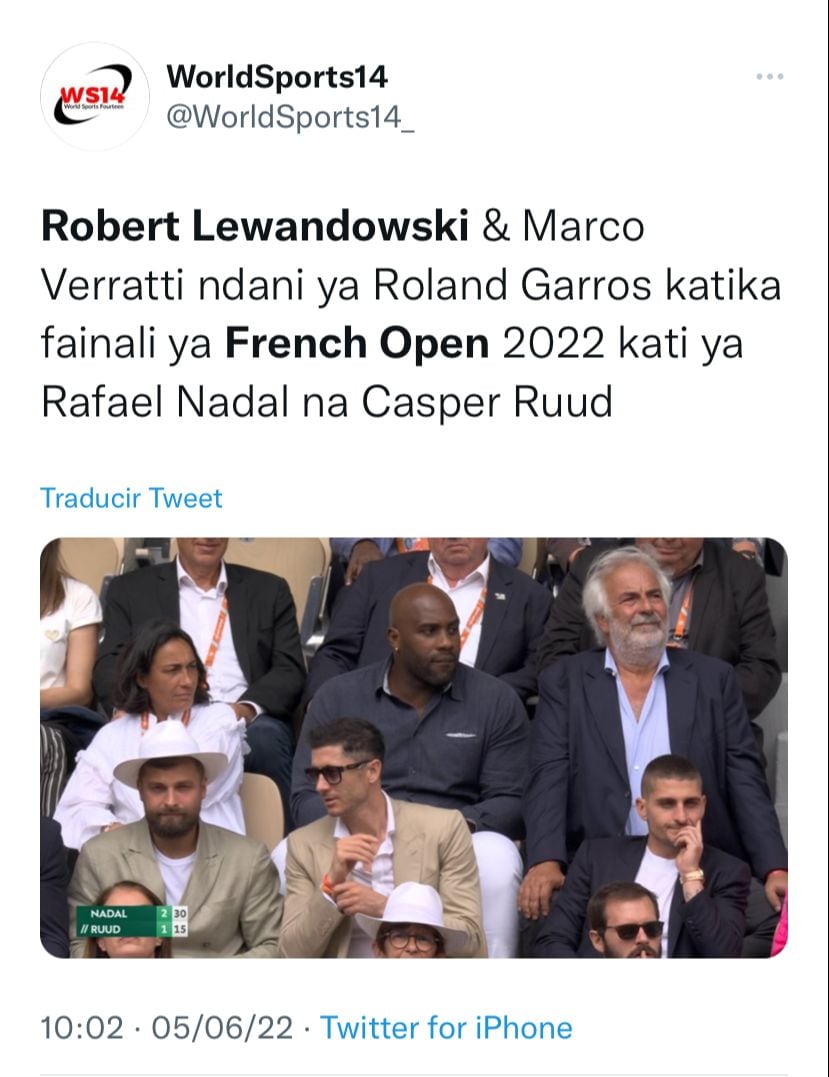 Robert Lewandowski y Marco Verratti estuvieron juntos en Roland Garros.