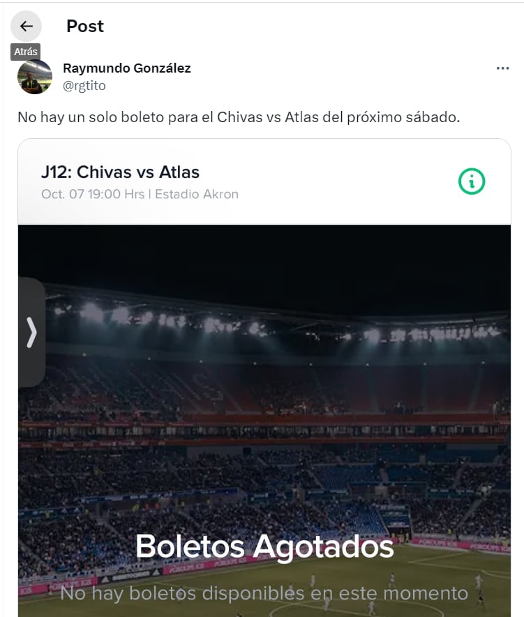 Boletos agotados para el Clásico Tapatío