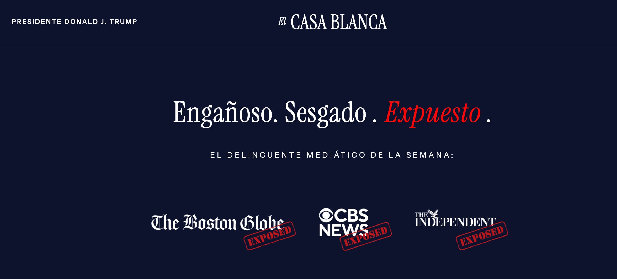 La Casa Blanca expone a medios en su página oficial