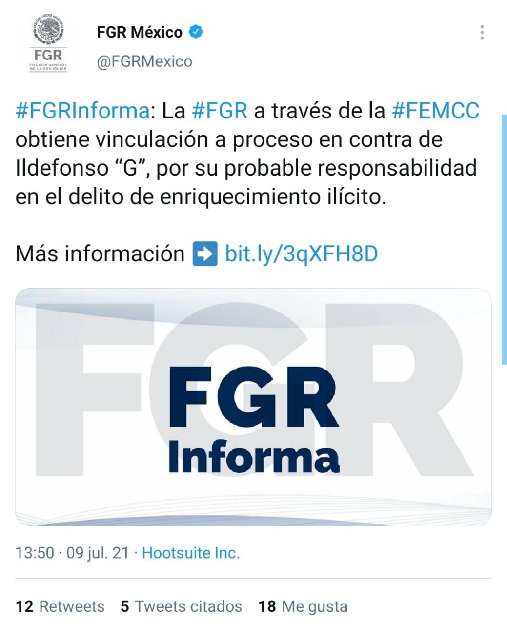 Comunicado de la FGR