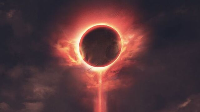 Fondo de pantalla de eclipse solar con columna de luz