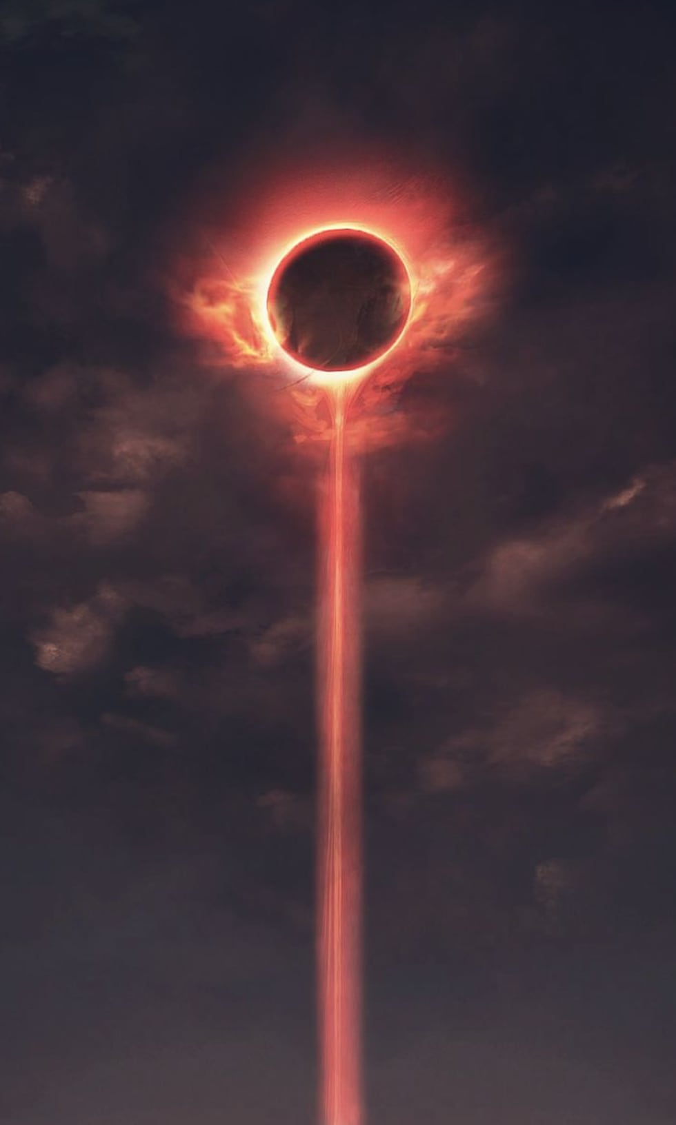 Fondo de pantalla de eclipse solar con columna de luz