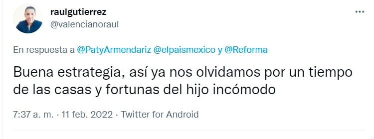 Tuit de ofensa a Patricia Armendáriz