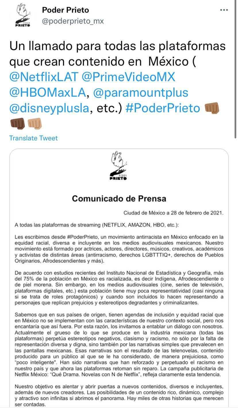 Comunicado Poder prieto
