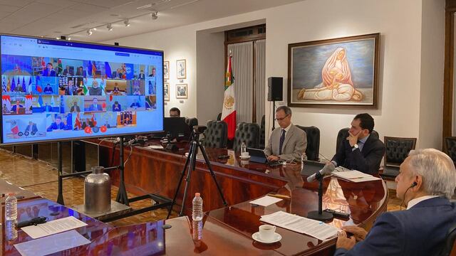 AMLO en reunión virtual del G20.