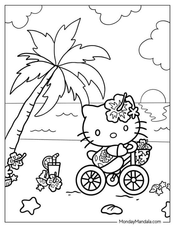Dibujos de Hello Kitty con temática de primavera
