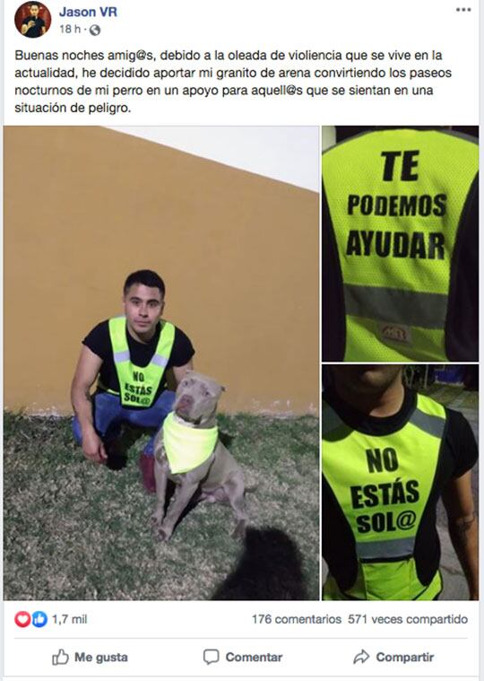 El joven realizó el anuncio en Facebook