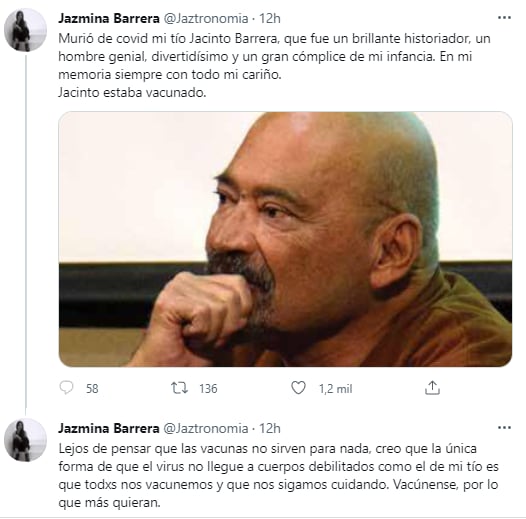 Tuit Jazmina Barrera