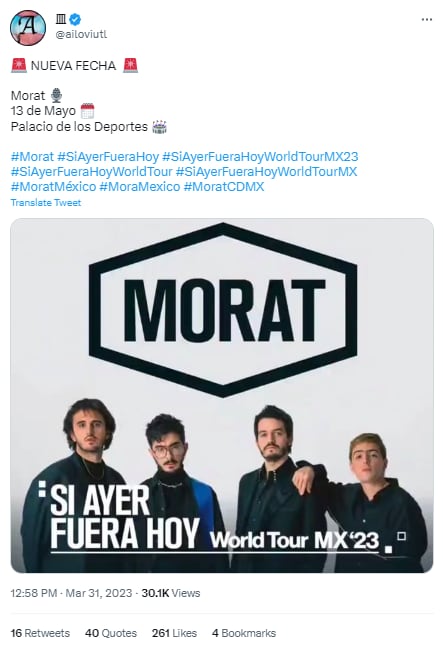 Cuarta fecha de concierto de Morat en la CDMX