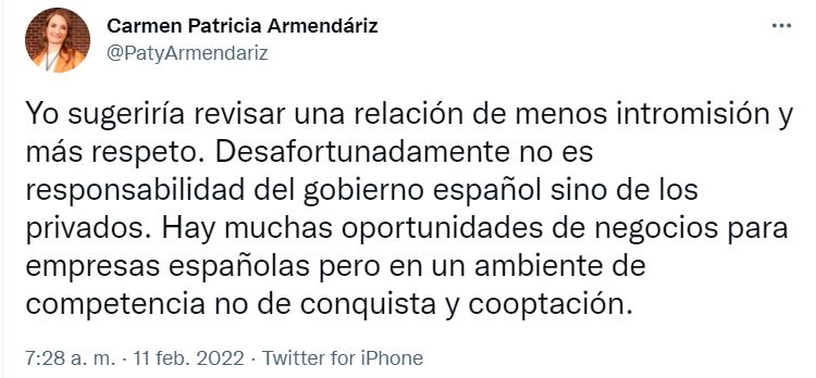 Tuit de Patricia Armendáriz