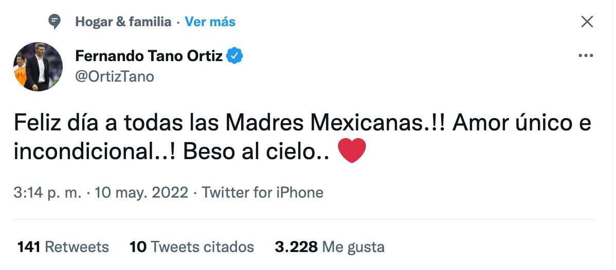 Fernando Ortiz mandó un emotivo mensaje por el Día de las Madres