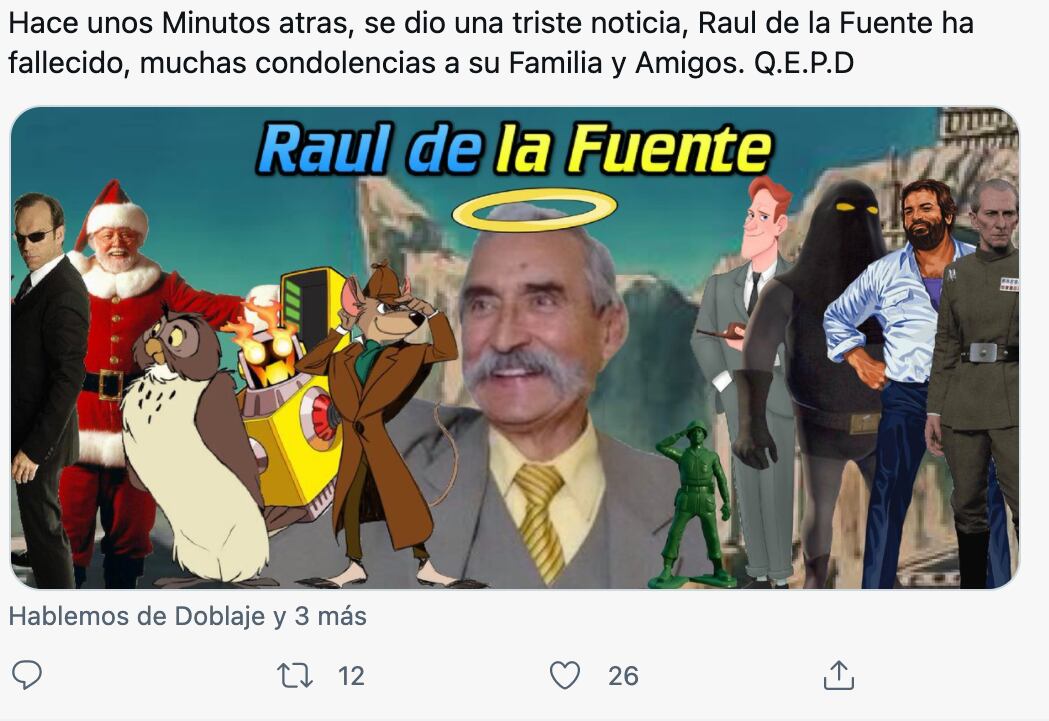 Usuarios despiden a Raúl de la fuente