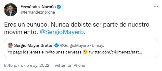 Noroña le dice eunuco a Sergio Mayer