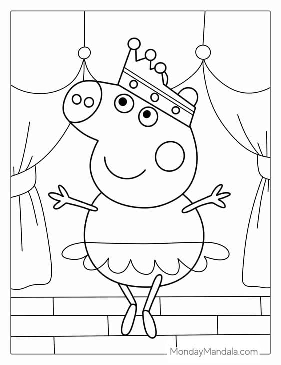 Dibujos de Peppa Pig bailarina para colorear por el Día Mundial del Ballet