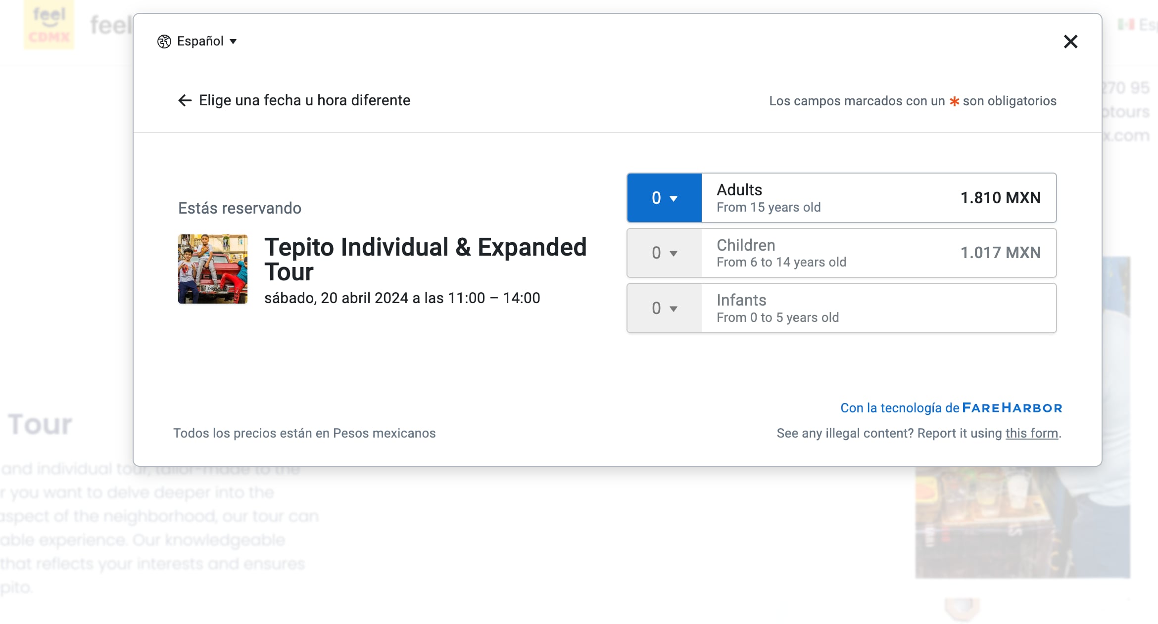 Precio del tour por Tepito