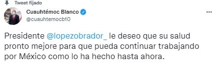 Cuauhtémoc Blanco desea recuperación de AMLO