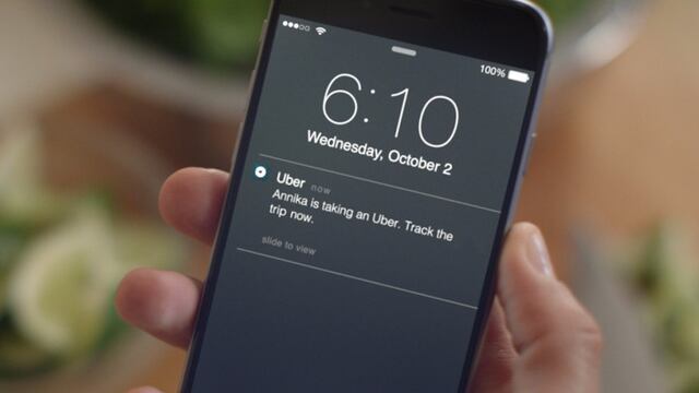 La aplicación de Uber en un iPhone.