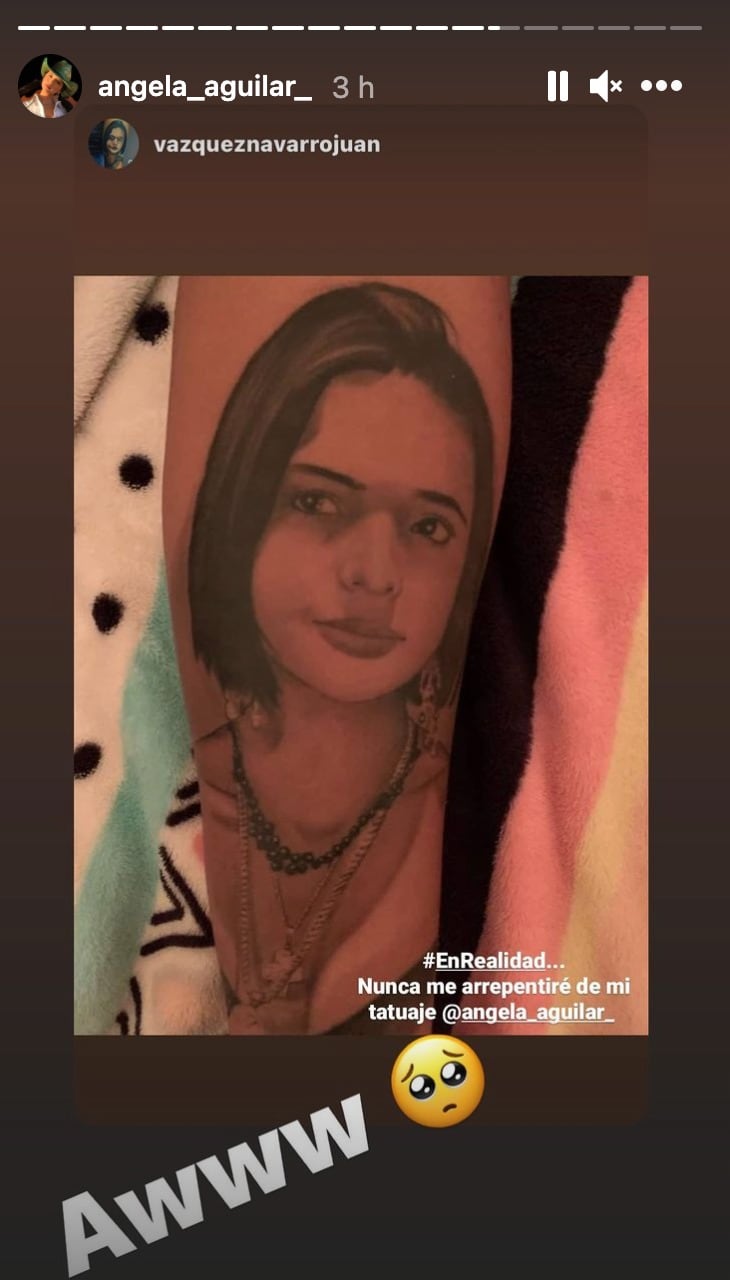 Tatuaje del rostro de Ángela Aguilar
