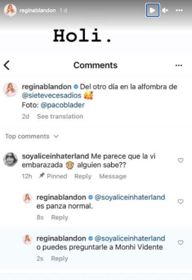 Regina Blandón niega embarazo